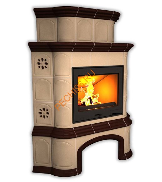 Печь-камин КимрПечь Прованс угловой двухъярусный Шоколад с дровником
