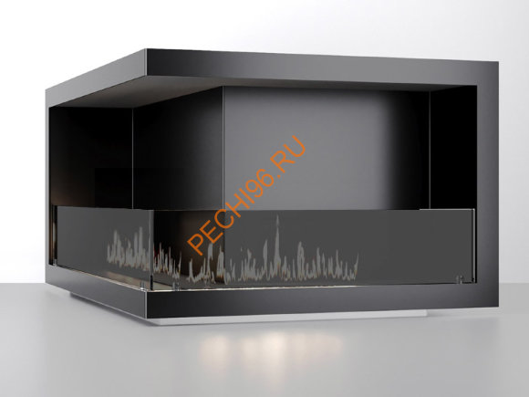 Биокамин угловой 500х1300х520 мм, стекло тонированное