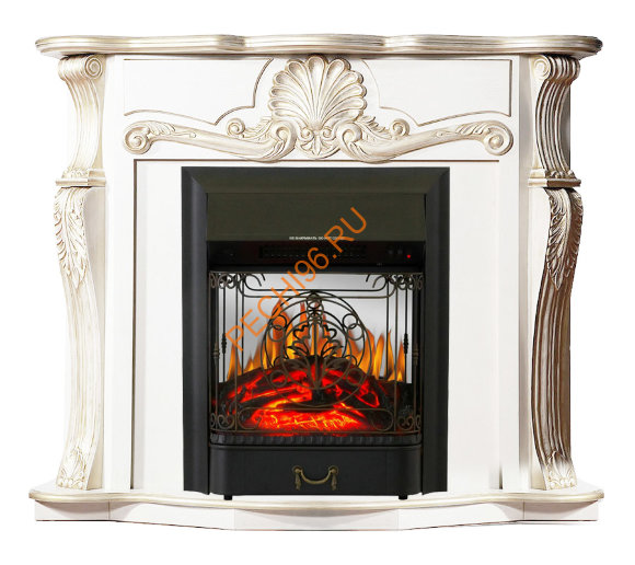 Электрокамин InterFlame Грация патина белый с очагом Majestic GLS