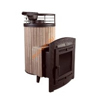 Печь банная Атмосфера L Окаменевшее дерево ламель+сетка, с тоннелем