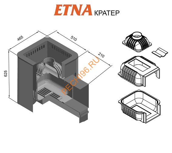 Печь банная Этна Кратер 18 Панорама
