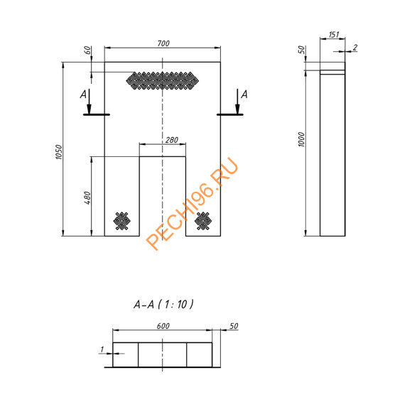 Экран Везувий фронтальный защитный для печей Легенда 28 ДТ-4, ДТ-4С, 270, 271