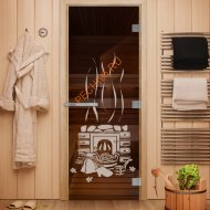 Дверь стеклянная DoorWood Эталон, 2000х800 мм, «Банька бронза» 10 мм