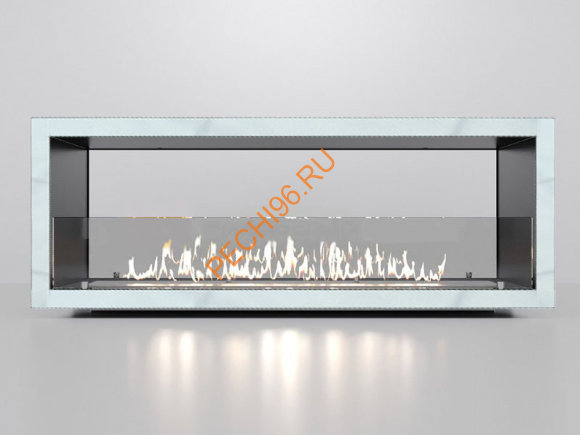Биокамин сквозной 1800х500х300 мм, стекло тонированное, рамки нержавейка