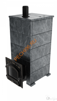 Печь банная чугунная Сибирь-премиум 25 (545х545), ТК 400 мм, ЗК, в облицовке Русский пар талькомагнезит