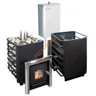 Печь банная Ермак 12 Сетка-Классик с т/о, баком 40 л и стеклом