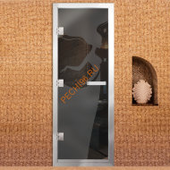 Дверь в хамам стеклянная Арта Престиж Арт 60G Богиня, коробка алюминий с порогом