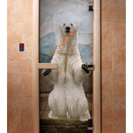 Дверь стеклянная DoorWood с фотопечатью «Мишка на севере»