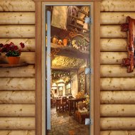 Дверь стеклянная DoorWood «Престиж», 800х2000мм, с фотопечатью «Старая таверна»