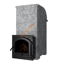 Печь банная Калита Князь чугунная панорамное стекло серпентинит Бархат