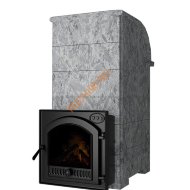 Печь банная Калита Князь чугунная панорамное стекло серпентинит Бархат