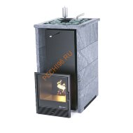 Печь банная ИзиСтим Геленджик в трёхстороннем кожухе из талькохлорита с открытым верхом