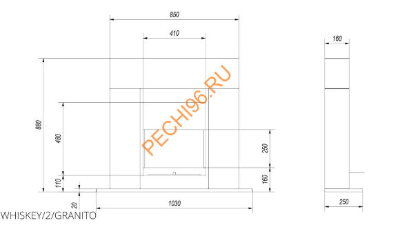 Биокамин напольный Kratki WHISKEY 2, TUV