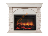 Электрокамин Electrolux Sphere Plus EFP/P-2720RLS с порталом Firelight Torre 25U угловой, камень белый, беленый дуб