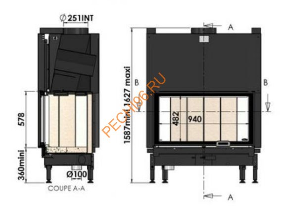 Дровяной камин CHAZELLES Glam ornament с топкой D1200