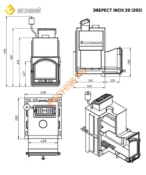 Печь банная Везувий ЭВЕРЕСТ INOX 20 (205) в кожухе Горы Печь банная Везувий ЭВЕРЕСТ INOX 20 (205) в кожухе Горы