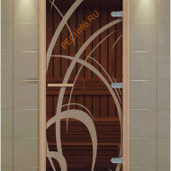 Дверь стеклянная ALDO NEW «Мокко» коробка бук с порогом