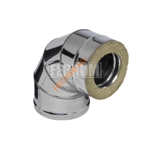 Сэндвич-отвод 90° Феррум, нержавейка AISI 430-0,8 мм/оцинковка-0,5 мм, d 115/200 мм