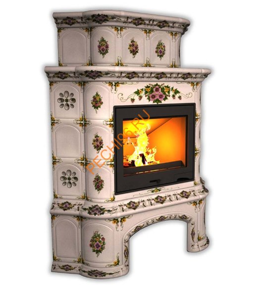 Печь-камин КимрПечь Прованс угловой двухъярусный Лето с дровником