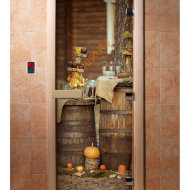 Дверь стеклянная DoorWood с фотопечатью «Фуршет»