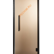 Дверь стеклянная Grandis GS 9х19-BM-S-Bl коробка алюминий Diamond Black, ручка Термоясень