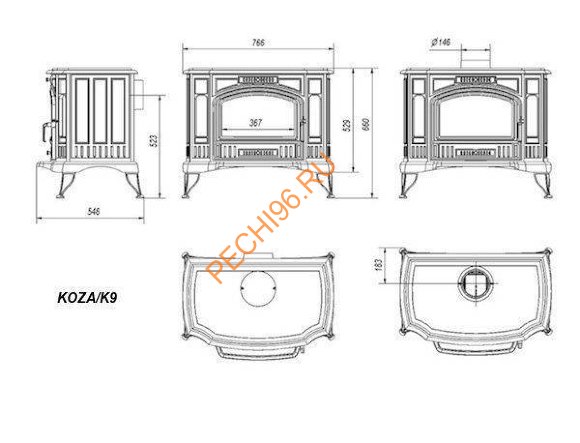 Печь-камин KRATKI Koza/K9