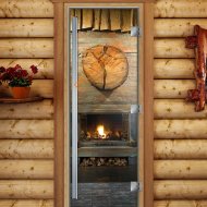 Дверь стеклянная DoorWood «Престиж», 800х2000мм, с фотопечатью «Огонек в печи»