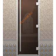 Дверь стеклянная DoorWood Хамам «Престиж» бронза, 1900х700 мм