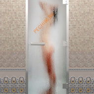 Дверь стеклянная DoorWood Хамам с фотопечатью «Блаженство», 2000х800 мм