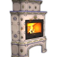 Печь-камин КимрПечь Прованс угловой двухъярусный Луг с дровником