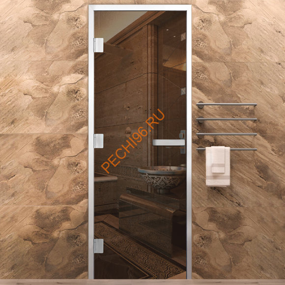 Дверь в хамам стеклянная Арта Элит Бронза, коробка алюминий