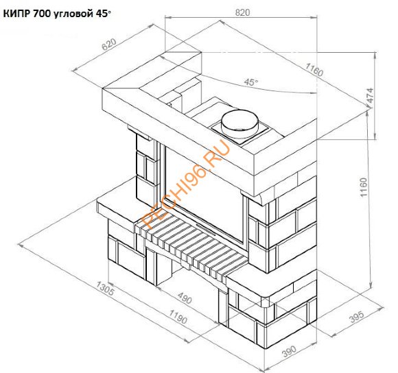 Каминная облицовка Кипр 700 угловая 45°