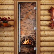 Дверь стеклянная DoorWood «Престиж», 700х1900мм, с фотопечатью «Старинный очаг»