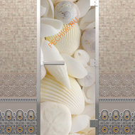 Дверь стеклянная DoorWood Хамам с фотопечатью «Ракушки», 1900х700 мм