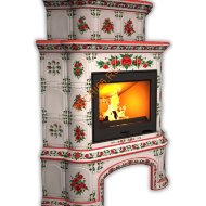 Печь-камин КимрПечь Прованс угловой двухъярусный Маки с дровником