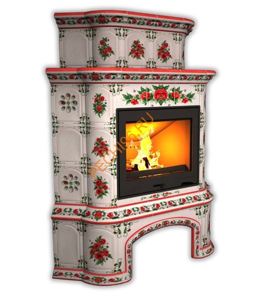 Печь-камин КимрПечь Прованс угловой двухъярусный Маки с дровником