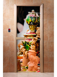 Дверь стеклянная DoorWood с фотопечатью «Хохлома»