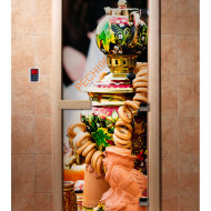 Дверь стеклянная DoorWood с фотопечатью «Хохлома»