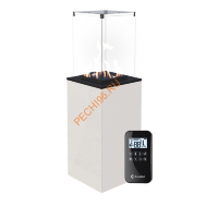 Камин уличный газовый Kratki PATIO MINI/G31/37MBAR/B, белое стекло, с пультом ДУ