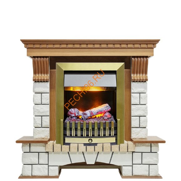 Электрокамин Dimplex Pierre Luxe с очагом Danville Antique Brass FB2 дуб/ белый