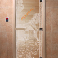 Дверь стеклянная DoorWood «Банька в лесу прозрачная», 2100х900 мм