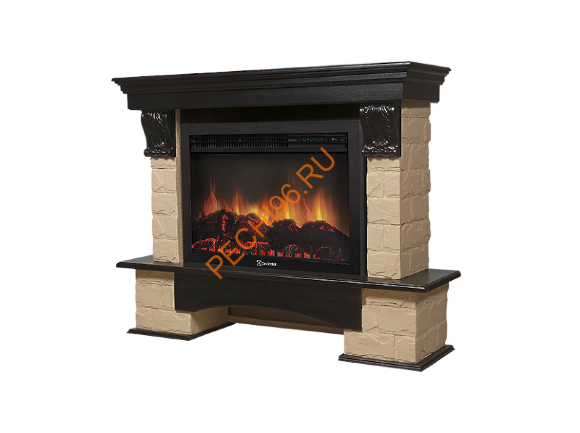 Электрокамин Electrolux Sphere Plus EFP/P-3320RLS с порталом Firelight Forte 30U угловой, камень бежевый, темный дуб