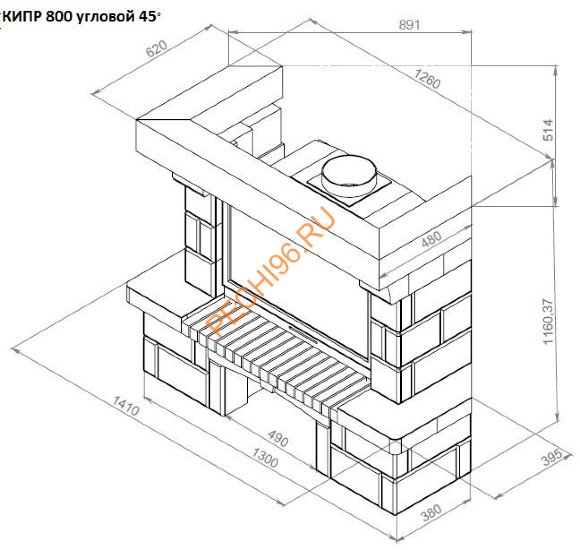 Каминная облицовка Кипр 800 угловая 45°