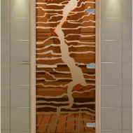 Дверь стеклянная ALDO NEW «Молния» коробка бук без порога