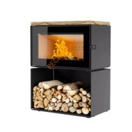 Печь-камин АСТОВ КУБ 800 Песчаник на дровнике