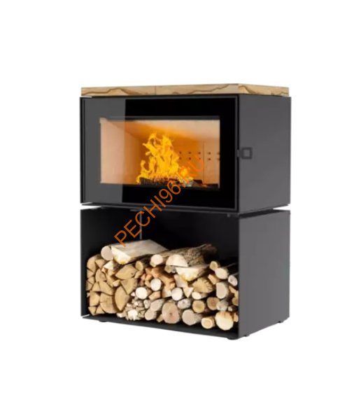 Печь-камин АСТОВ КУБ 800 Песчаник на дровнике