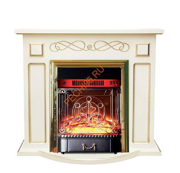 Электрокамин InterFlame Аспен патина белый с очагом Majestic GLS