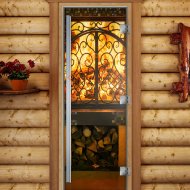 Дверь стеклянная DoorWood «Престиж», 700х1900мм, с фотопечатью «Пламя»