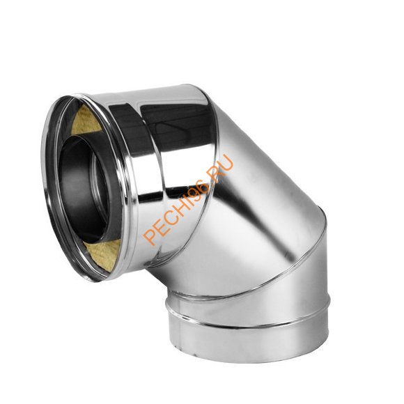 Сэндвич-отвод ВУЛКАН Z50R, 90 гр, нержавейка AISI 321/оцинковка, d 130/230 мм