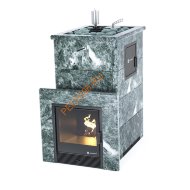 Печь банная ИзиСтим Геленджик М2 в кожухе из змеевика с открытым верхом